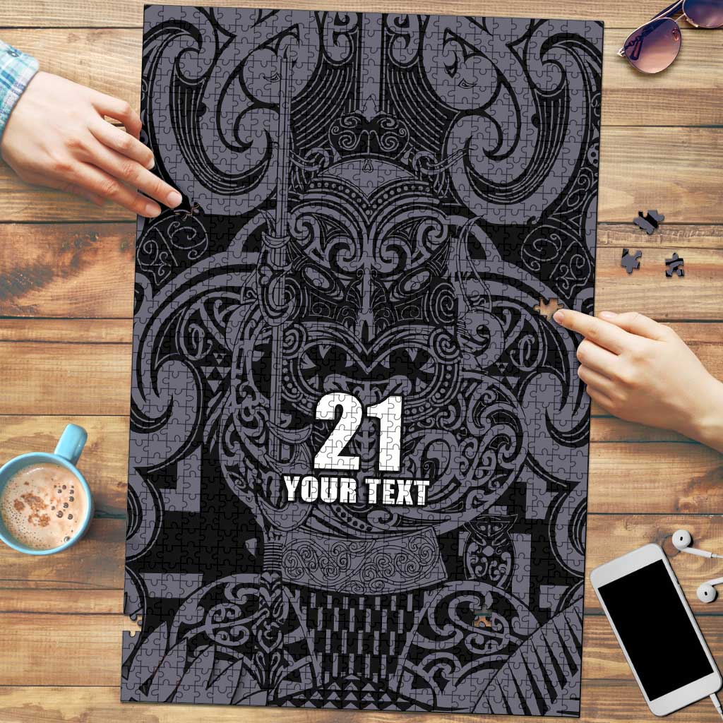 Custom New Zealand Taiaha Maori Puzzle Minimalist Silver Fern All Black - Aussie Hoodie