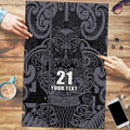 Custom New Zealand Taiaha Maori Puzzle Minimalist Silver Fern All Black - Aussie Hoodie