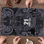 Custom New Zealand Taiaha Maori Puzzle Minimalist Silver Fern All Black - Aussie Hoodie