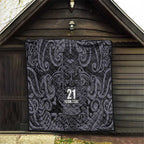 Custom New Zealand Taiaha Maori Quilt Minimalist Silver Fern All Black - Aussie Hoodie