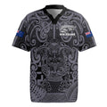 Custom New Zealand Taiaha Maori Rugby Jersey Minimalist Silver Fern All Black - Aussie Hoodie