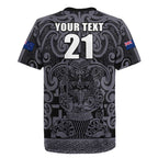 Custom New Zealand Taiaha Maori Rugby Jersey Minimalist Silver Fern All Black - Aussie Hoodie