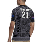 Custom New Zealand Taiaha Maori Rugby Jersey Minimalist Silver Fern All Black - Aussie Hoodie