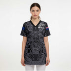 Custom New Zealand Taiaha Maori Scrub Top Minimalist Silver Fern All Black - Aussie Hoodie