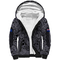 Custom New Zealand Taiaha Maori Sherpa Hoodie Minimalist Silver Fern All Black - Aussie Hoodie