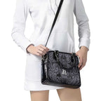 Custom New Zealand Taiaha Maori Shoulder Handbag Minimalist Silver Fern All Black - Aussie Hoodie