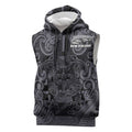 Custom New Zealand Taiaha Maori Sleeveless Hoodie Minimalist Silver Fern All Black - Aussie Hoodie