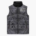 Custom New Zealand Taiaha Maori Sleeveless Puffer Jacket Minimalist Silver Fern All Black - Aussie Hoodie