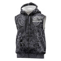 Custom New Zealand Taiaha Maori Sleeveless Zip Hoodie Minimalist Silver Fern All Black LT9