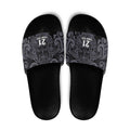 Custom New Zealand Taiaha Maori Slide Sandals Minimalist Silver Fern All Black - Aussie Hoodie
