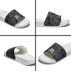 Custom New Zealand Taiaha Maori Slide Sandals Minimalist Silver Fern All Black - Aussie Hoodie