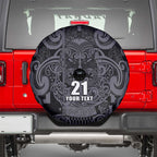 Custom New Zealand Taiaha Maori Spare Tire Cover Minimalist Silver Fern All Black - Aussie Hoodie