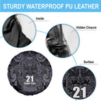 Custom New Zealand Taiaha Maori Spare Tire Cover Minimalist Silver Fern All Black - Aussie Hoodie