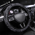 New Zealand Taiaha Maori Steering Wheel Cover Minimalist Silver Fern All Black - Aussie Hoodie