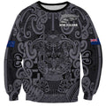 Custom New Zealand Taiaha Maori Sweatshirt Minimalist Silver Fern All Black - Aussie Hoodie