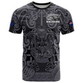 Custom New Zealand Taiaha Maori T Shirt Minimalist Silver Fern All Black - Aussie Hoodie