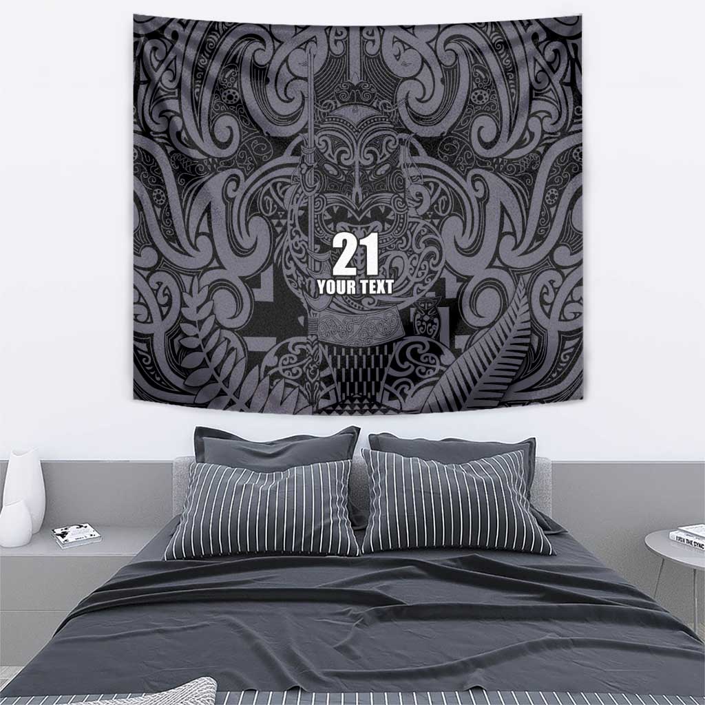 Custom New Zealand Taiaha Maori Tapestry Minimalist Silver Fern All Black - Aussie Hoodie