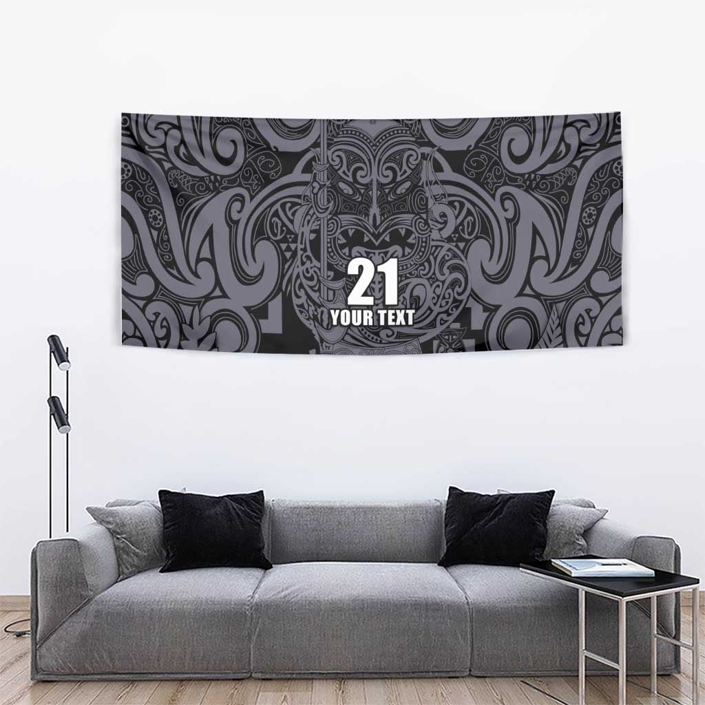 Custom New Zealand Taiaha Maori Tapestry Minimalist Silver Fern All Black - Aussie Hoodie