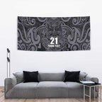 Custom New Zealand Taiaha Maori Tapestry Minimalist Silver Fern All Black - Aussie Hoodie