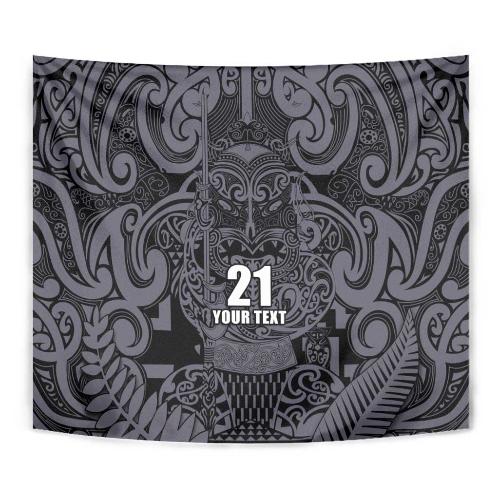 Custom New Zealand Taiaha Maori Tapestry Minimalist Silver Fern All Black - Aussie Hoodie