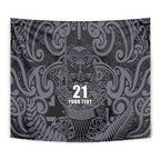 Custom New Zealand Taiaha Maori Tapestry Minimalist Silver Fern All Black - Aussie Hoodie