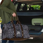 Custom New Zealand Taiaha Maori Travel Bag Minimalist Silver Fern All Black - Aussie Hoodie