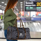 Custom New Zealand Taiaha Maori Travel Bag Minimalist Silver Fern All Black - Aussie Hoodie