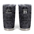 Custom New Zealand Taiaha Maori Tumbler Cup Minimalist Silver Fern All Black - Aussie Hoodie