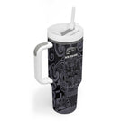 Custom New Zealand Taiaha Maori Tumbler With Handle Minimalist Silver Fern All Black - Aussie Hoodie