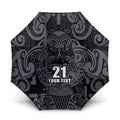 Custom New Zealand Taiaha Maori Umbrella Minimalist Silver Fern All Black - Aussie Hoodie