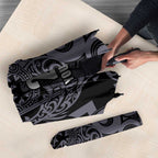 Custom New Zealand Taiaha Maori Umbrella Minimalist Silver Fern All Black - Aussie Hoodie