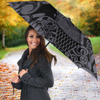 Custom New Zealand Taiaha Maori Umbrella Minimalist Silver Fern All Black - Aussie Hoodie