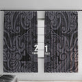 Custom New Zealand Taiaha Maori Window Curtain Minimalist Silver Fern All Black - Aussie Hoodie