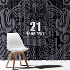 Custom New Zealand Taiaha Maori Window Curtain Minimalist Silver Fern All Black - Aussie Hoodie