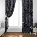 Custom New Zealand Taiaha Maori Window Curtain Minimalist Silver Fern All Black - Aussie Hoodie