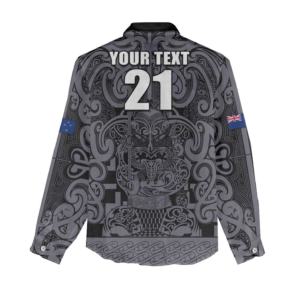 Custom New Zealand Taiaha Maori Women Casual Shirt Minimalist Silver Fern All Black - Aussie Hoodie