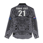 Custom New Zealand Taiaha Maori Women Casual Shirt Minimalist Silver Fern All Black - Aussie Hoodie