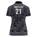 Custom New Zealand Taiaha Maori Women Polo Shirt Minimalist Silver Fern All Black - Aussie Hoodie