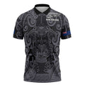 Custom New Zealand Taiaha Maori Zipper Polo Shirt Minimalist Silver Fern All Black - Aussie Hoodie