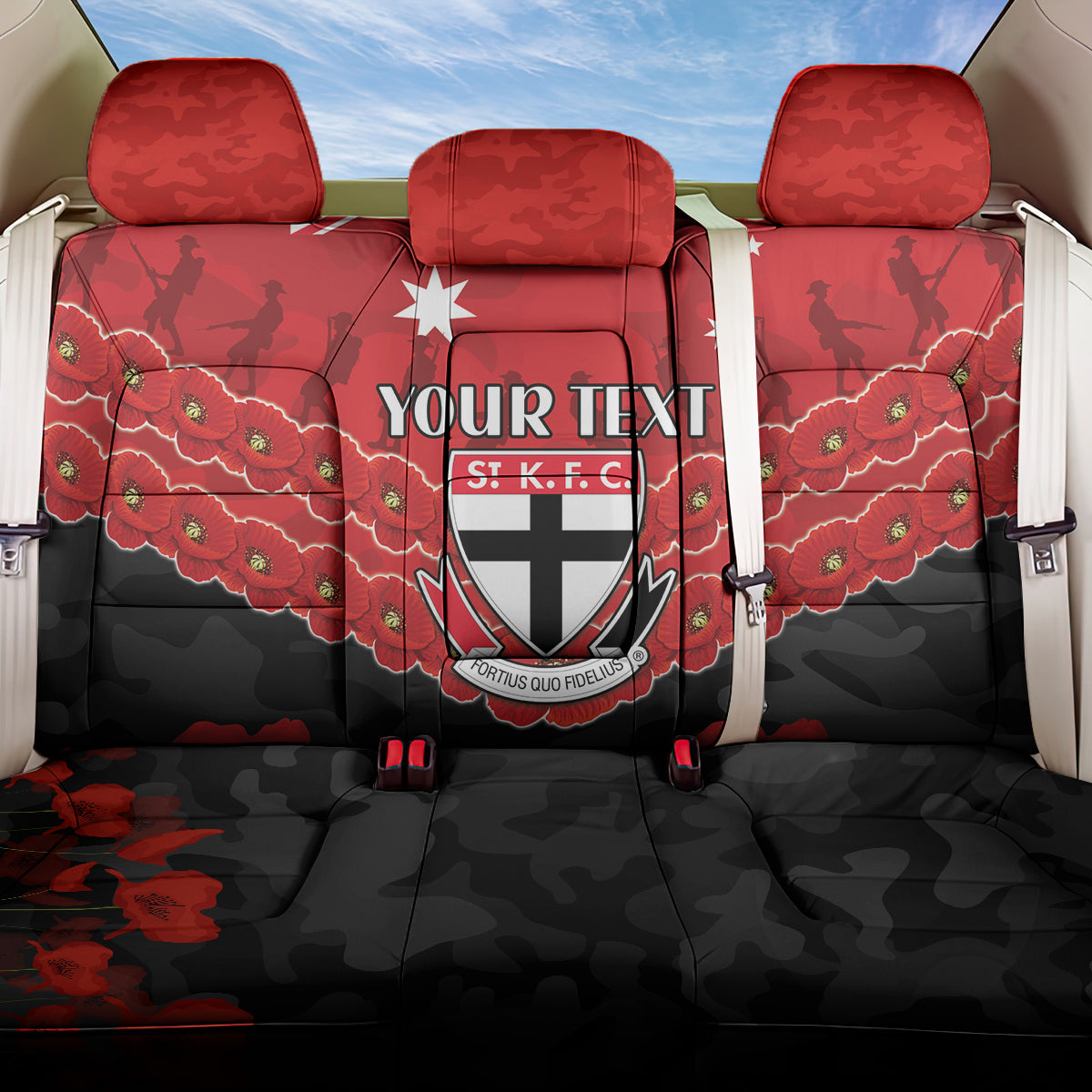 Custom St Kilda Saints Football Back Car Seat Cover ANZAC Lest We Forget