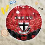 Custom St Kilda Saints Football Beach Blanket ANZAC Lest We Forget