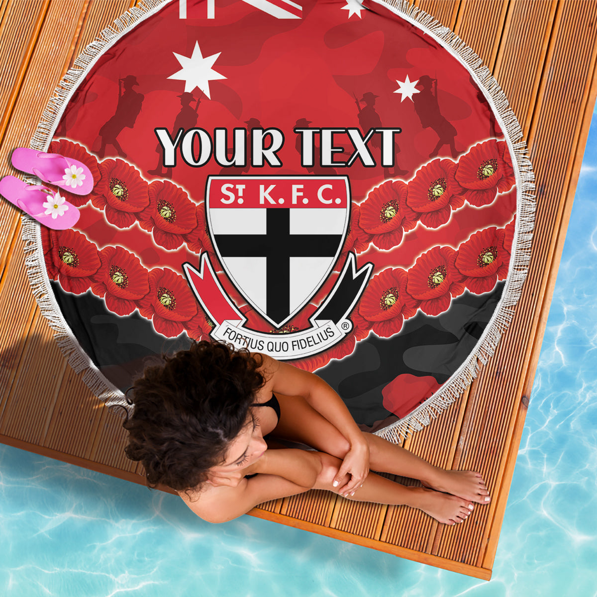 Custom St Kilda Saints Football Beach Blanket ANZAC Lest We Forget