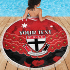 Custom St Kilda Saints Football Beach Blanket ANZAC Lest We Forget