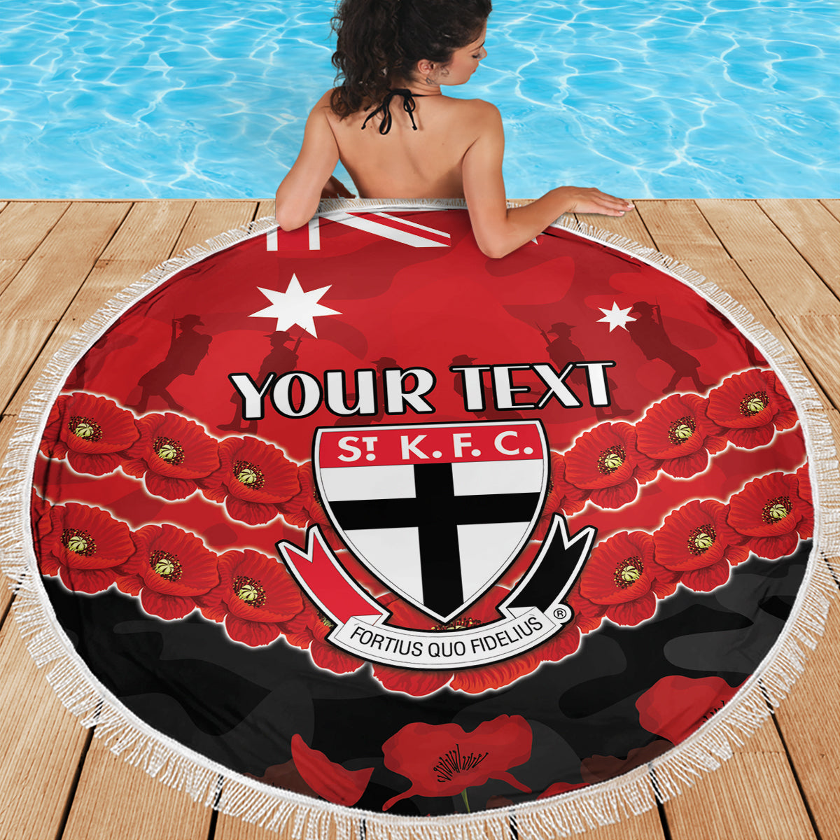 Custom St Kilda Saints Football Beach Blanket ANZAC Lest We Forget