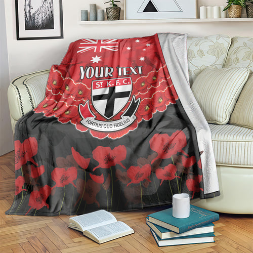 Custom St Kilda Saints Football Blanket ANZAC Lest We Forget