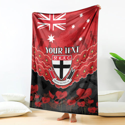 Custom St Kilda Saints Football Blanket ANZAC Lest We Forget