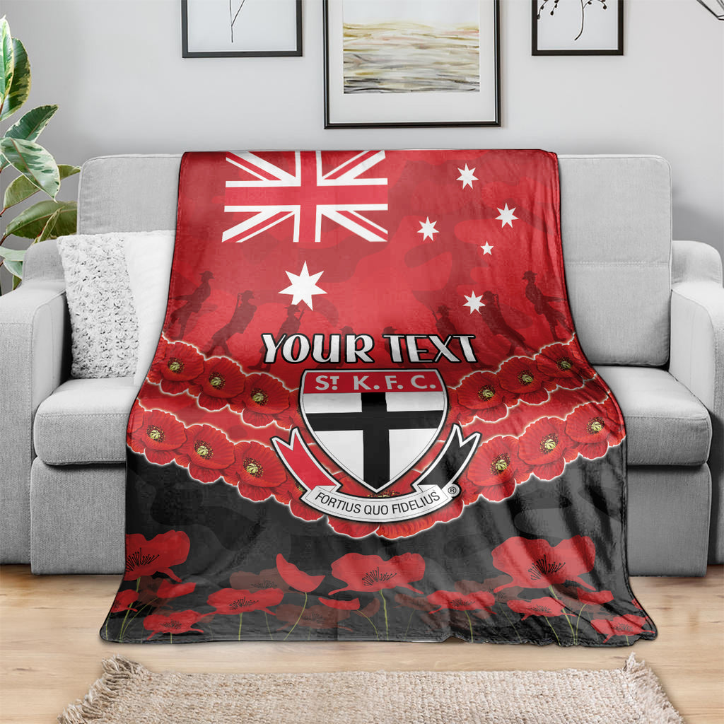 Custom St Kilda Saints Football Blanket ANZAC Lest We Forget