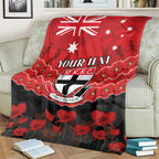 Custom St Kilda Saints Football Blanket ANZAC Lest We Forget