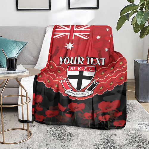 Custom St Kilda Saints Football Blanket ANZAC Lest We Forget