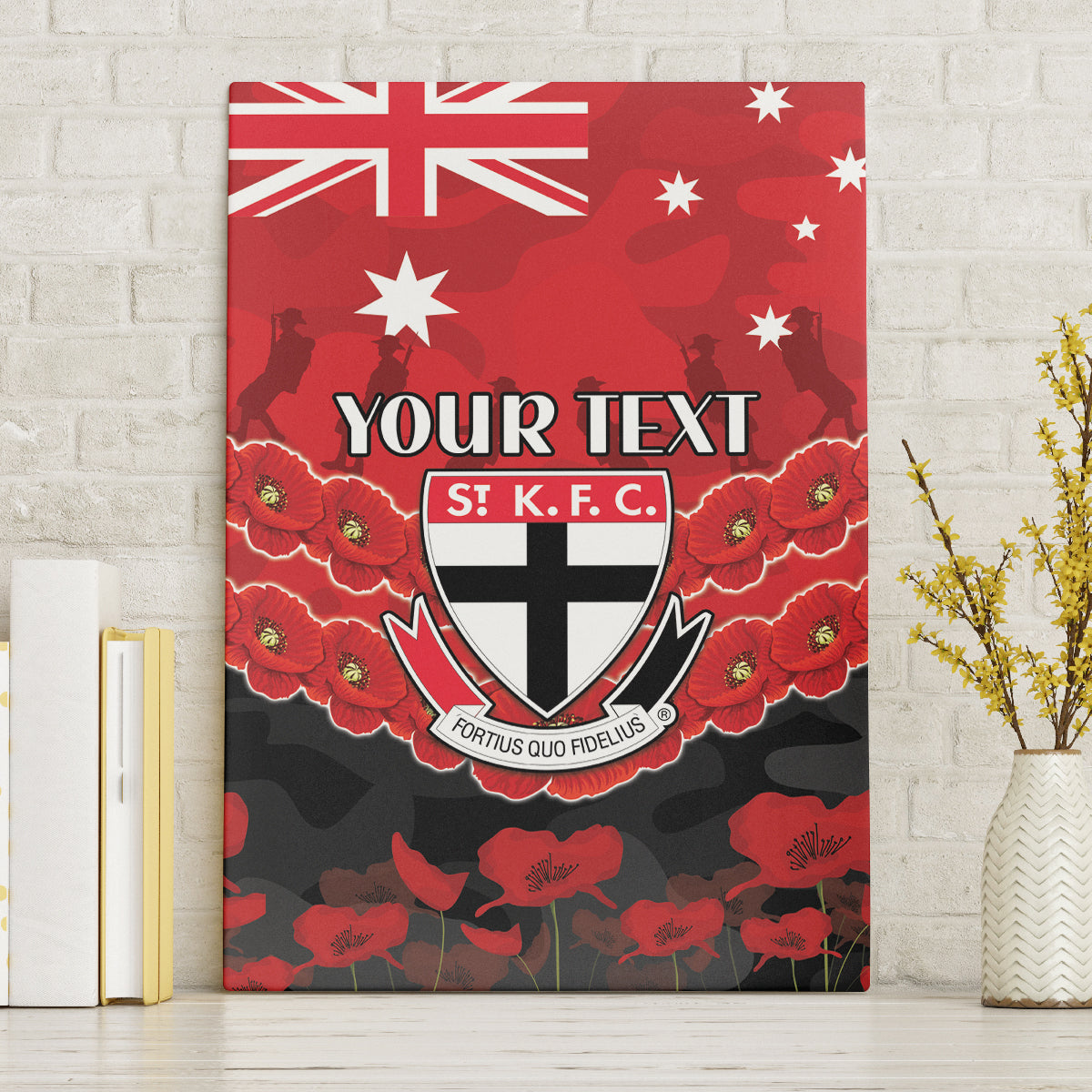 Custom St Kilda Saints Football Canvas Wall Art ANZAC Lest We Forget